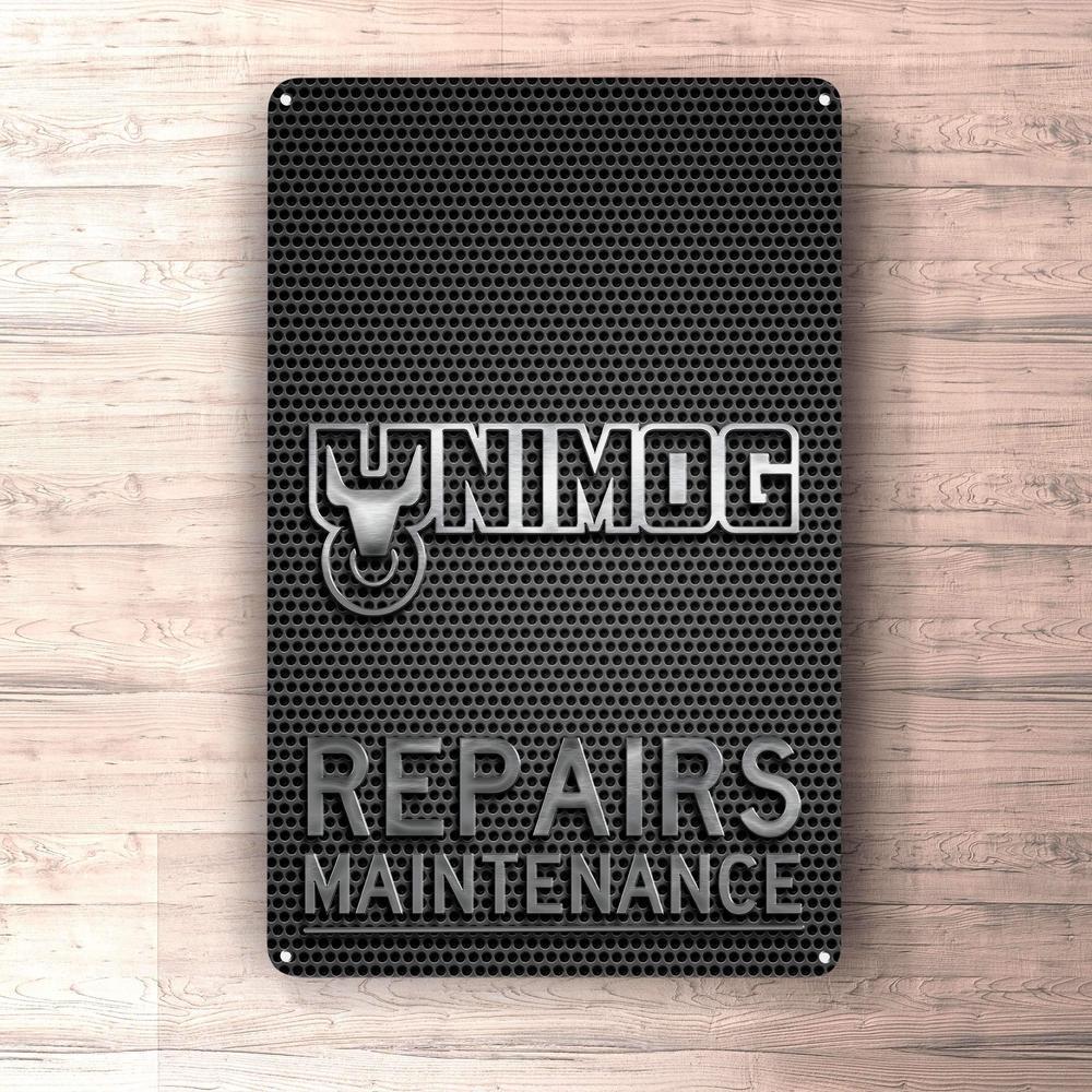Unimog Repairs Maintenance Skilte, Musemåtte, Dørmåtte , Plakat-Skilte-Unimog-Garage Culture Shop- garage - man cave - merchandise