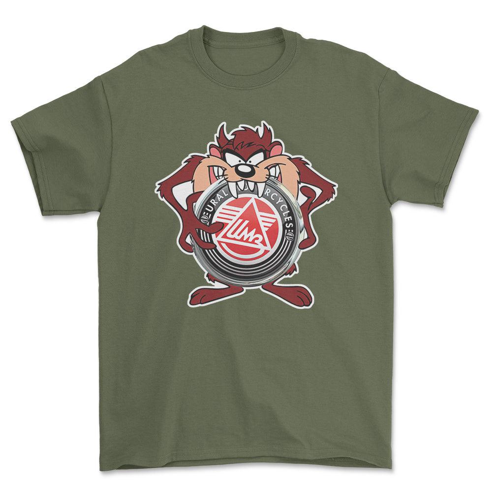 Ural TAZ Unisex T-Shirt , Bomuld-Beklædning-Ural-Grøn Militær-S-Forside-Garage Culture Shop- garage - man cave - merchandise