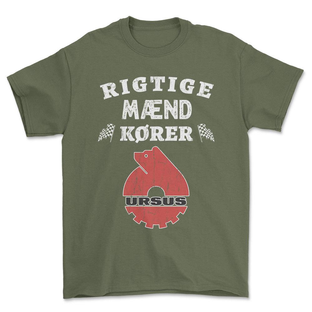 Ursus Rigtige Mænd Kører - Unisex T-Shirt , Bomuld-Beklædning-Ursus-Grøn Militær-S-Forside-Garage Culture Shop- garage - man cave - merchandise