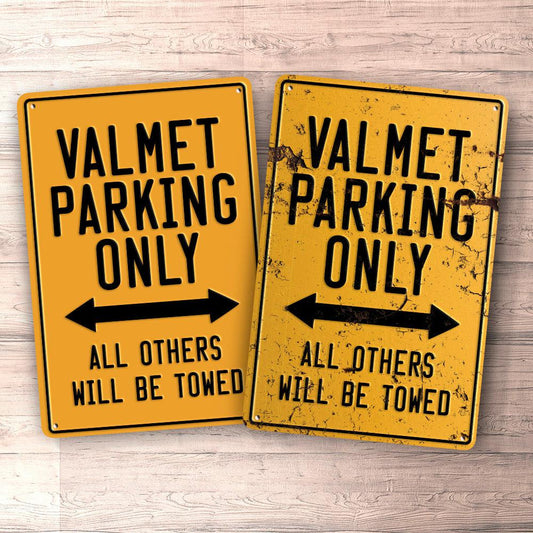 Valmet Parking Only Skilte, Musemåtte, Dørmåtte , Plakat-Parking skilte-Valmet-Garage Culture Shop- garage - man cave - merchandise