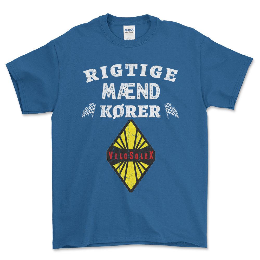 Velo Solex Rigtige Mænd Kører - Unisex T-Shirt , Bomuld-Beklædning-Velo Solex-Blå Royal-S-Forside-Garage Culture Shop- garage - man cave - merchandise