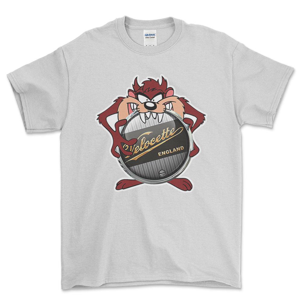 Velocete TAZ Unisex T-Shirt , Bomuld-Beklædning-Velocette-Hvid-S-Forside-Garage Culture Shop- garage - man cave - merchandise