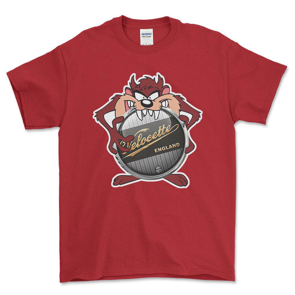 Velocete TAZ Unisex T-Shirt , Bomuld-Beklædning-Velocette-Rød-S-Forside-Garage Culture Shop- garage - man cave - merchandise