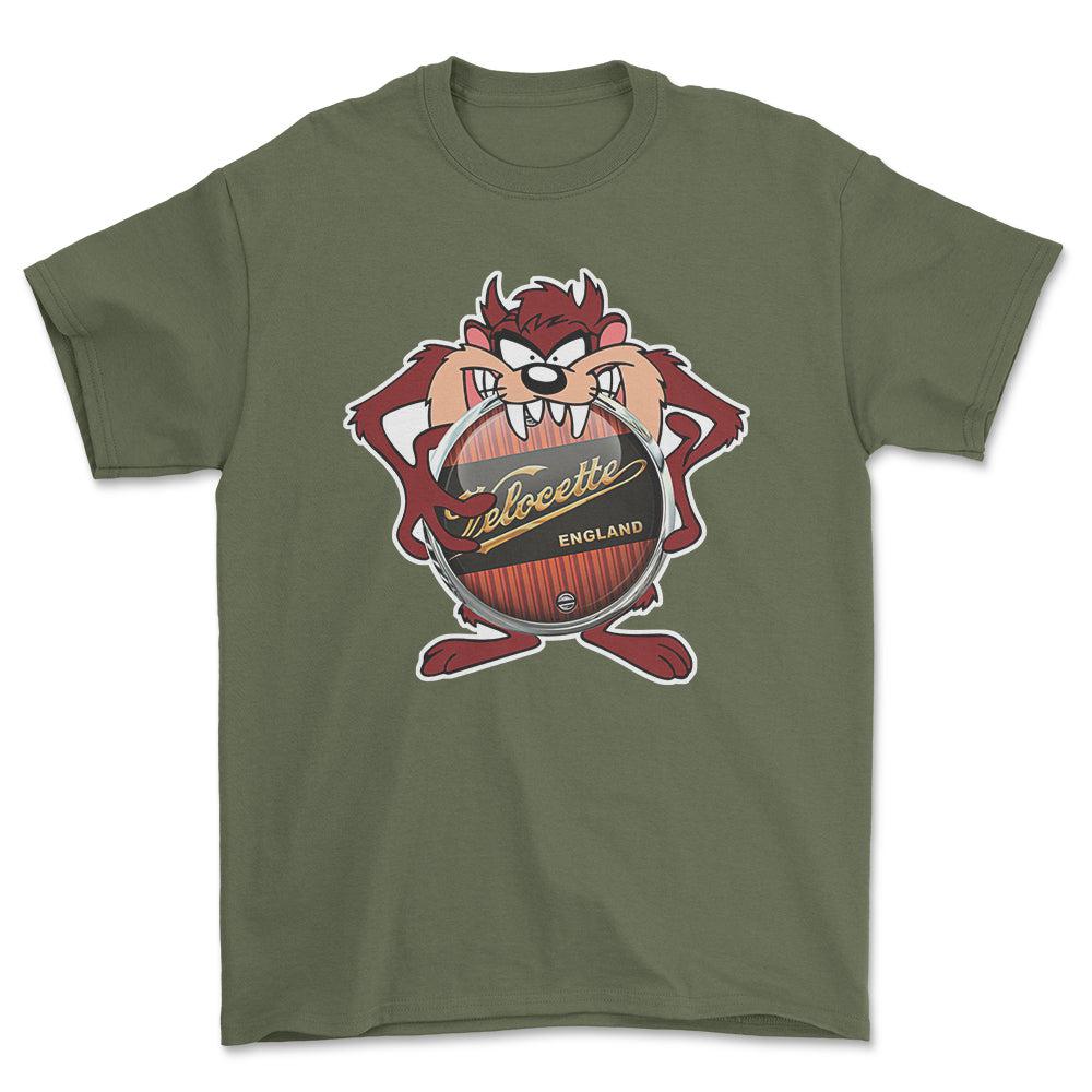 Velocete TAZ Unisex T-Shirt , Bomuld-Beklædning-Velocette-Grøn Militær-S-Forside-Garage Culture Shop- garage - man cave - merchandise