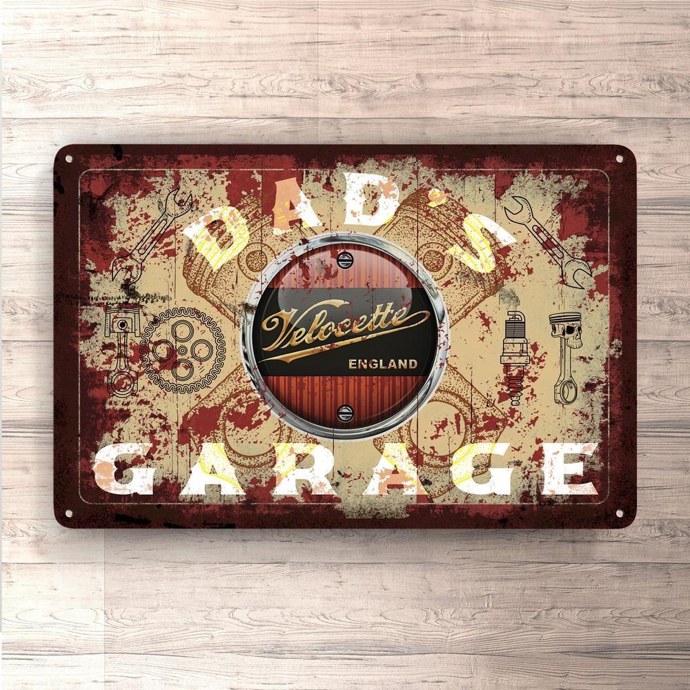 Velocette Dads Garage Vintage Skilte, Musemåtte, Dørmåtte-Skilte-Velocette-Garage Culture Shop- garage - man cave - merchandise