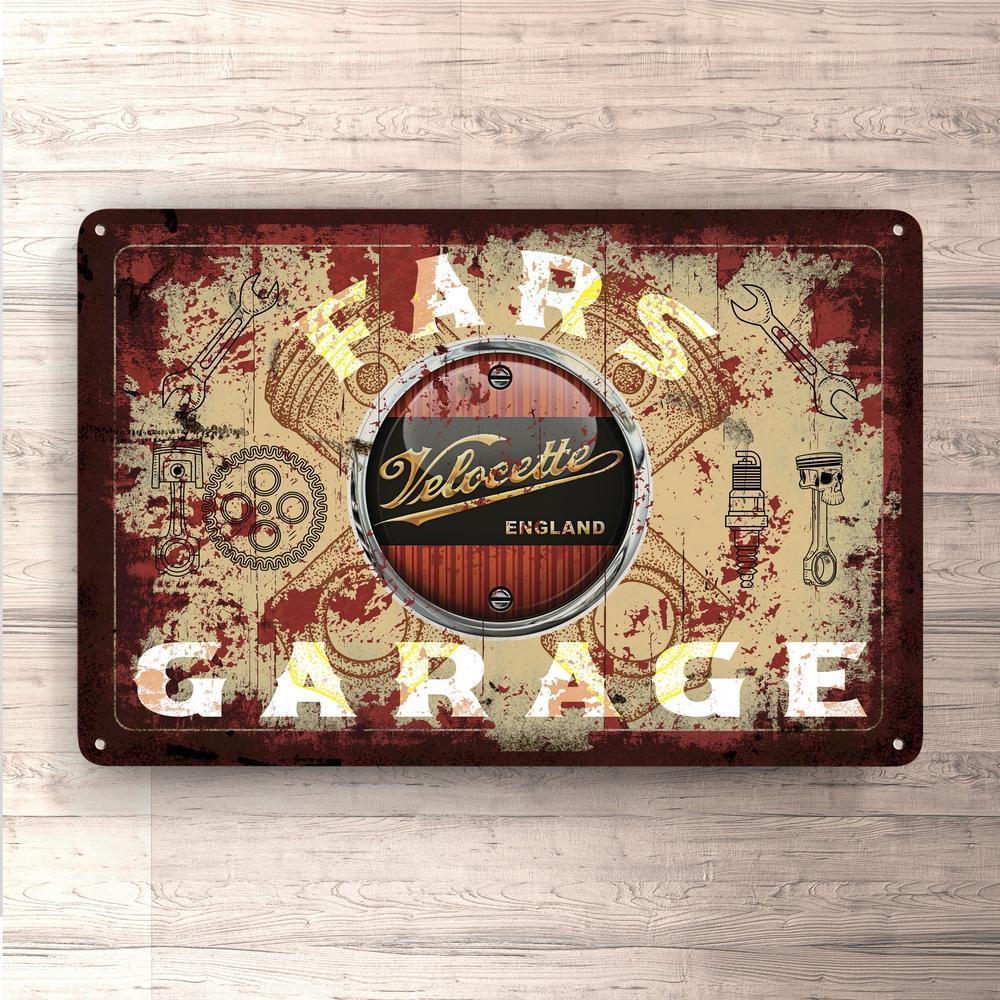 Velocette Fars Garage Vintage Skilte, Musemåtte, Dørmåtte-Skilte-Velocette-Garage Culture Shop- garage - man cave - merchandise