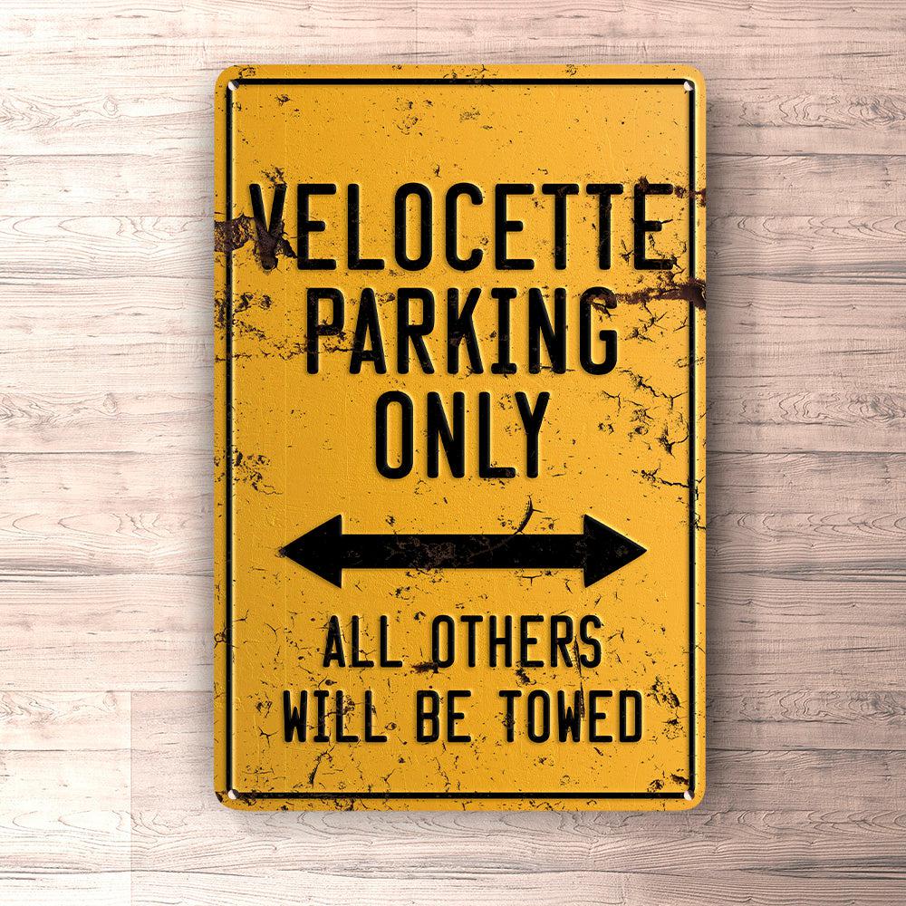Velocette Parking Only Skilte, Musemåtte, Dørmåtte-Parking skilte-Velocette-Garage Culture Shop- garage - man cave - merchandise
