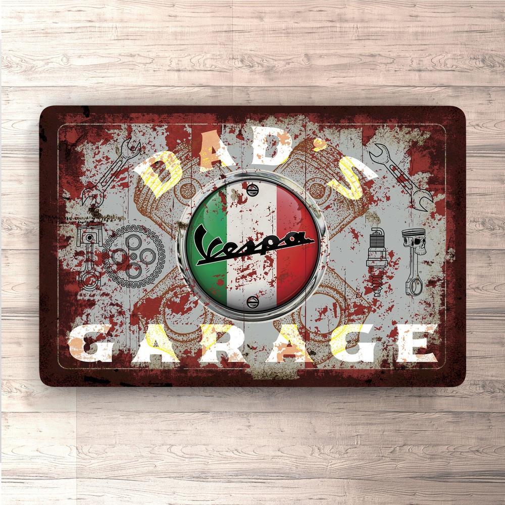 Vespa Dads Garage Vintage Skilte, Musemåtte, Dørmåtte , Plakat-Skilte-Vespa-Garage Culture Shop- garage - man cave - merchandise