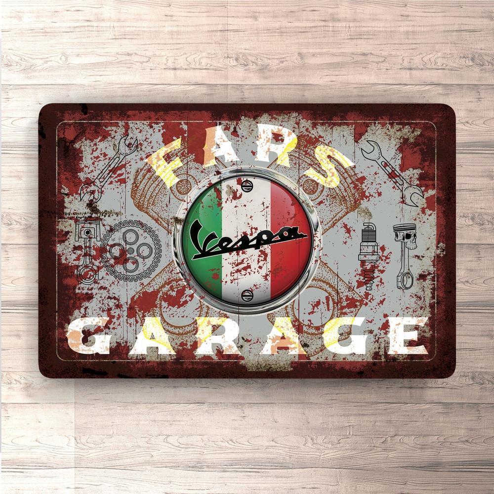 Vespa Fars Garage Vintage Skilte, Musemåtte, Dørmåtte , Plakat-Skilte-Vespa-Garage Culture Shop- garage - man cave - merchandise