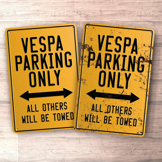 Vespa Parking Only Skilte, Musemåtte, Dørmåtte , Plakat-Parking skilte-Vespa-Garage Culture Shop- garage - man cave - merchandise