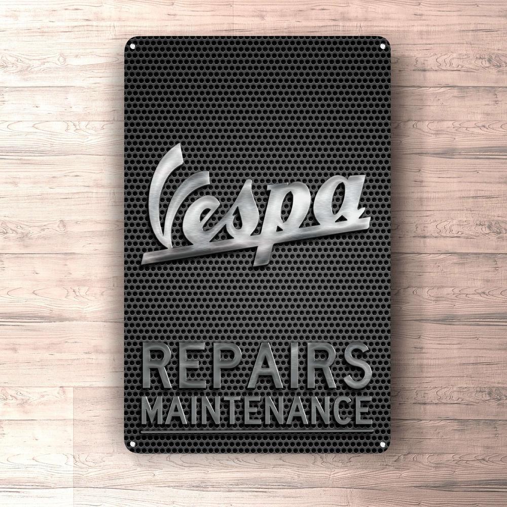 Vespa Repairs Maintenance Skilte, Musemåtte, Dørmåtte-Skilte-Vespa-Garage Culture Shop- garage - man cave - merchandise