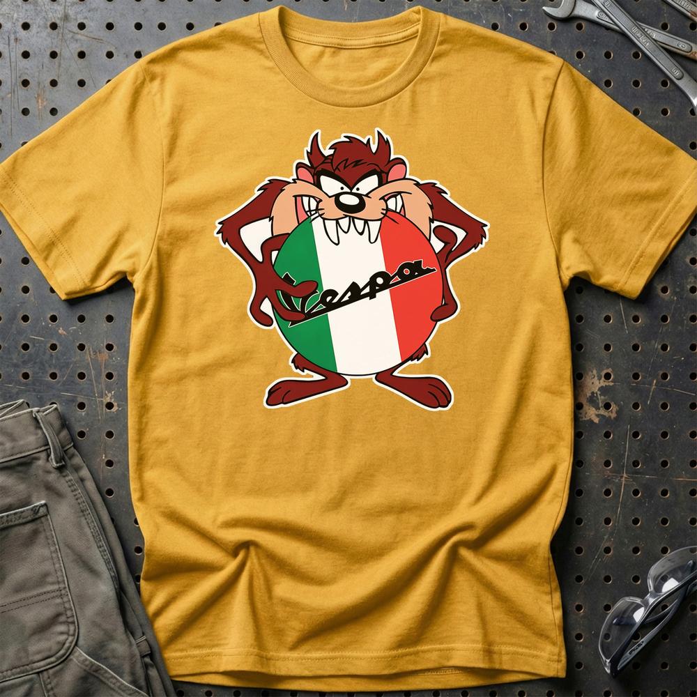 Vespa TAZ Unisex T-Shirt , Bomuld-Beklædning-Vespa-Guld-S-Garage Culture Shop- garage - man cave - merchandise