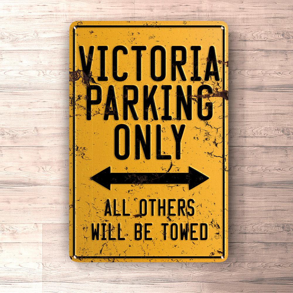 Victoria Parking Only Skilte, Musemåtte, Dørmåtte-Parking skilte-Victoria-Garage Culture Shop- garage - man cave - merchandise