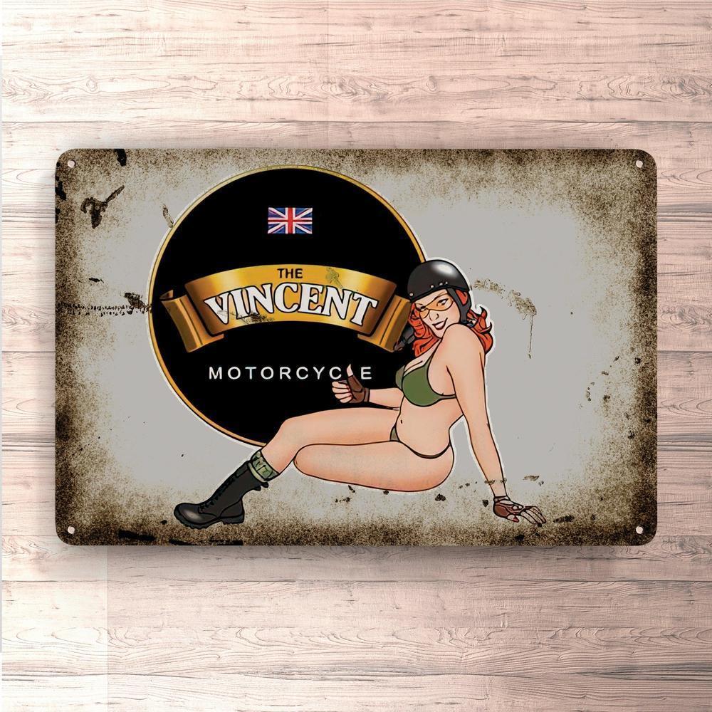 Vincent Pin-Up Vintage Skilte, Musemåtte, Dørmåtte-Skilte-Vincent-Garage Culture Shop- garage - man cave - merchandise