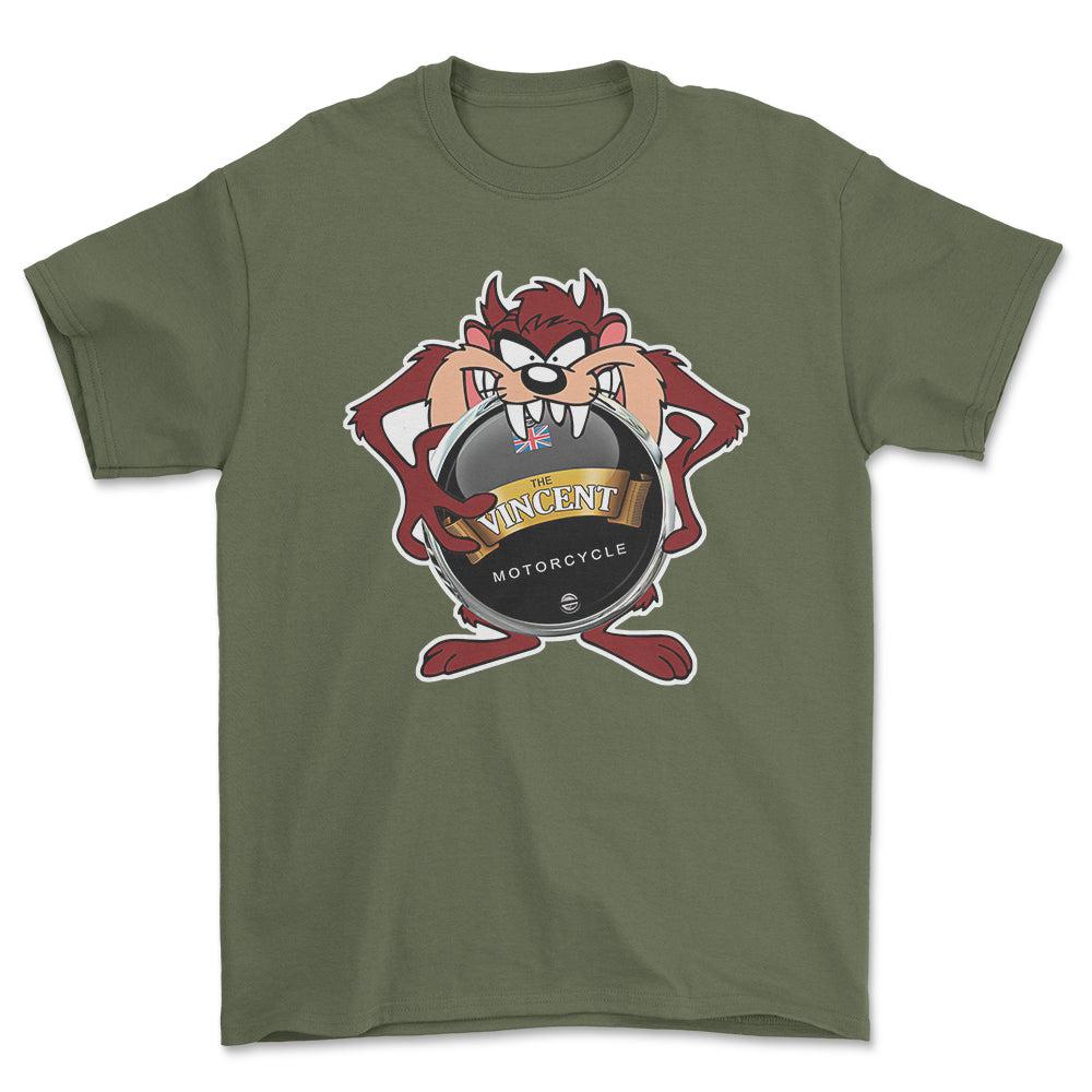Vincent TAZ Unisex T-Shirt , Bomuld-Beklædning-Vincent-Grøn Militær-S-Forside-Garage Culture Shop- garage - man cave - merchandise