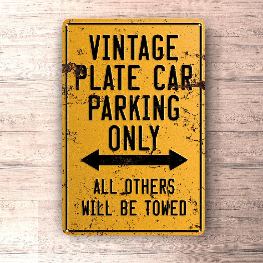Vintage Car Parking Only Skilte, Musemåtte, Dørmåtte-Parking skilte-Vintage Car-Garage Culture Shop- garage - man cave - merchandise