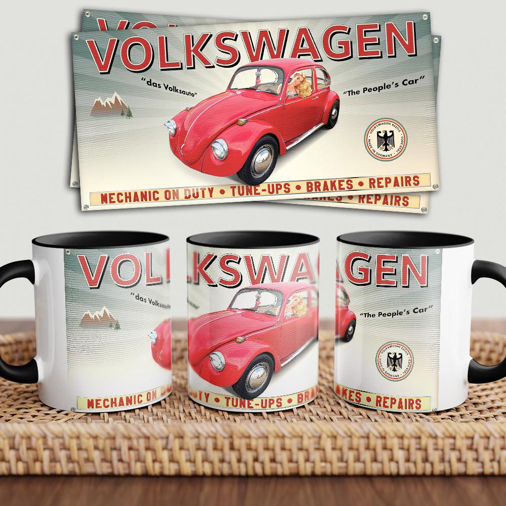 Volkswagen VW Beatle "To Toner" Vintage Keramisk Krus-Krus-Triumph-Garage Culture Shop- garage - man cave - merchandise