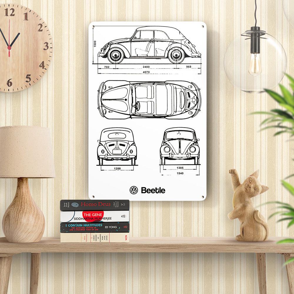 Volkswagen VW Beetle Blueprint Skilte, Musemåtte, Dørmåtte-Blueprint-VW-Garage Culture Shop- garage - man cave - merchandise