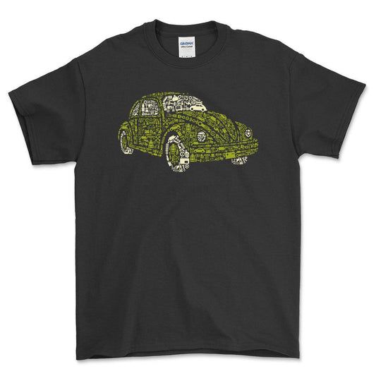 Volkswagen VW Beetle Unisex T-Shirt , Bomuld-Beklædning-VW-Sort-S-Forside-Garage Culture Shop- garage - man cave - merchandise