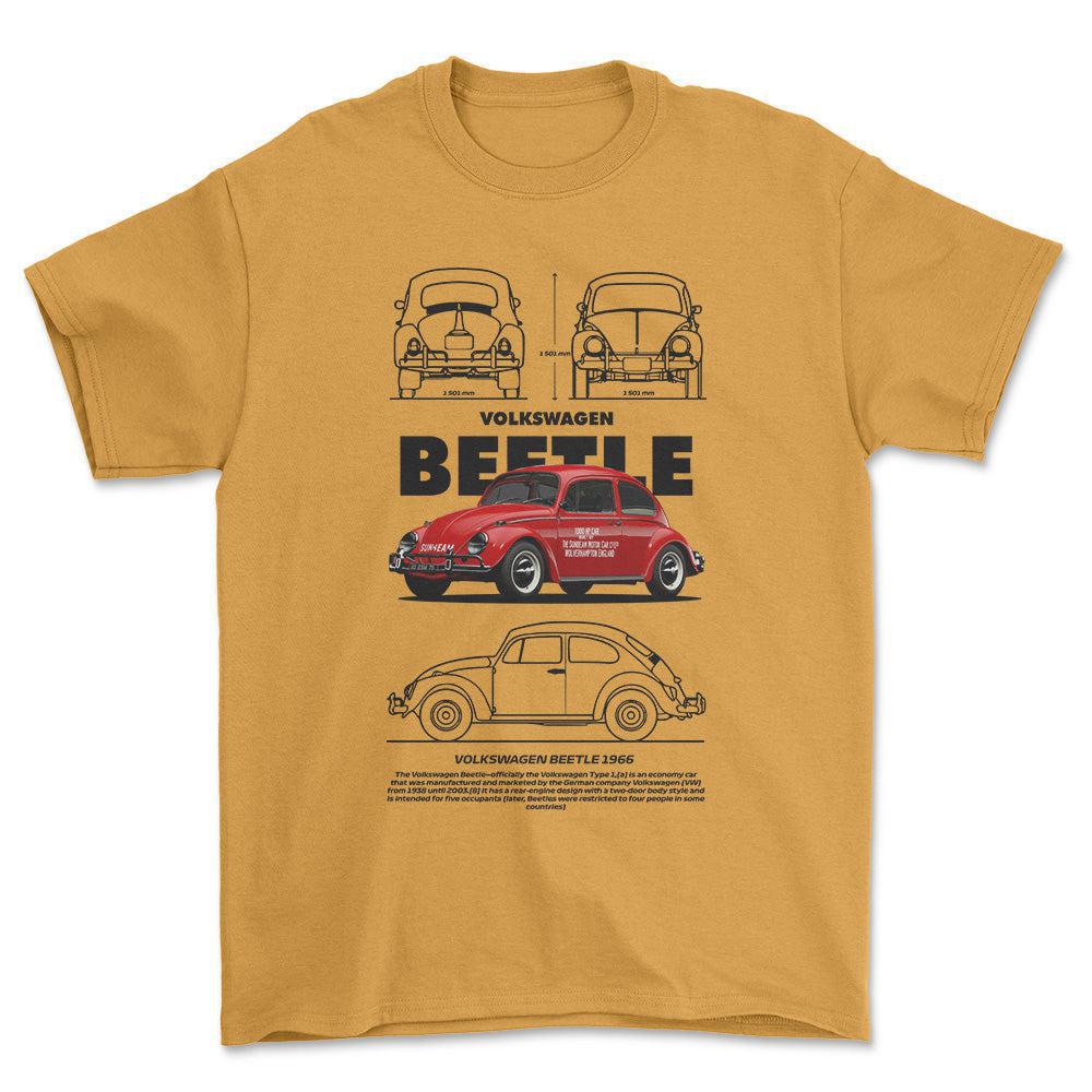 Volkswagen VW Beetle - Unisex T-Shirt-Beklædning-VW-Guld-S-Forside-Garage Culture Shop- garage - man cave - merchandise