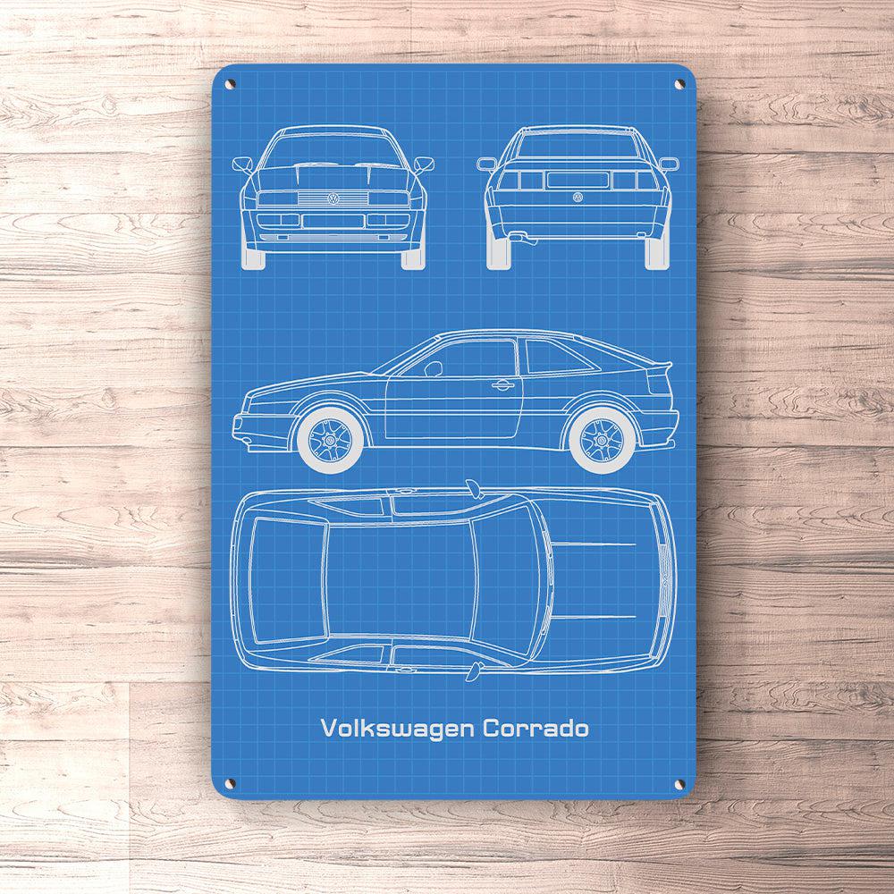 Volkswagen VW Corrado Blueprint Skilte, Musemåtte, Dørmåtte-Blueprint-VW-Garage Culture Shop- garage - man cave - merchandise