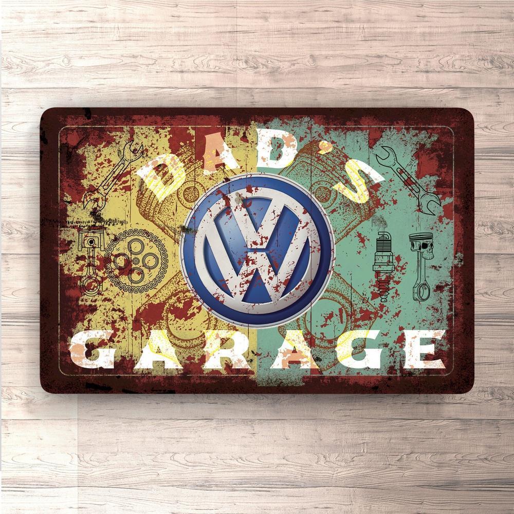 Volkswagen VW Dads Garage Vintage Skilte, Musemåtte, Dørmåtte , Plakat-Skilte-VW-Garage Culture Shop- garage - man cave - merchandise