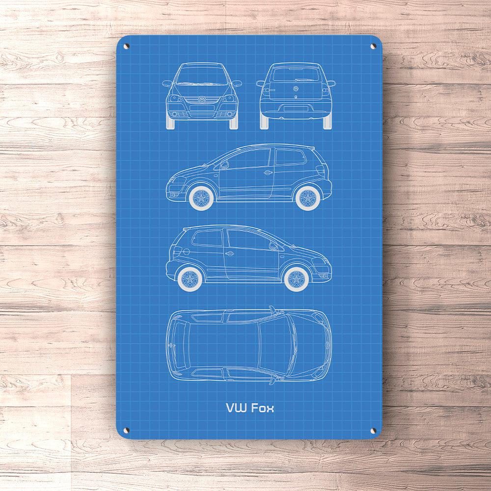 Volkswagen VW Fox Blueprint Skilte, Musemåtte, Dørmåtte-Blueprint-VW-Garage Culture Shop- garage - man cave - merchandise