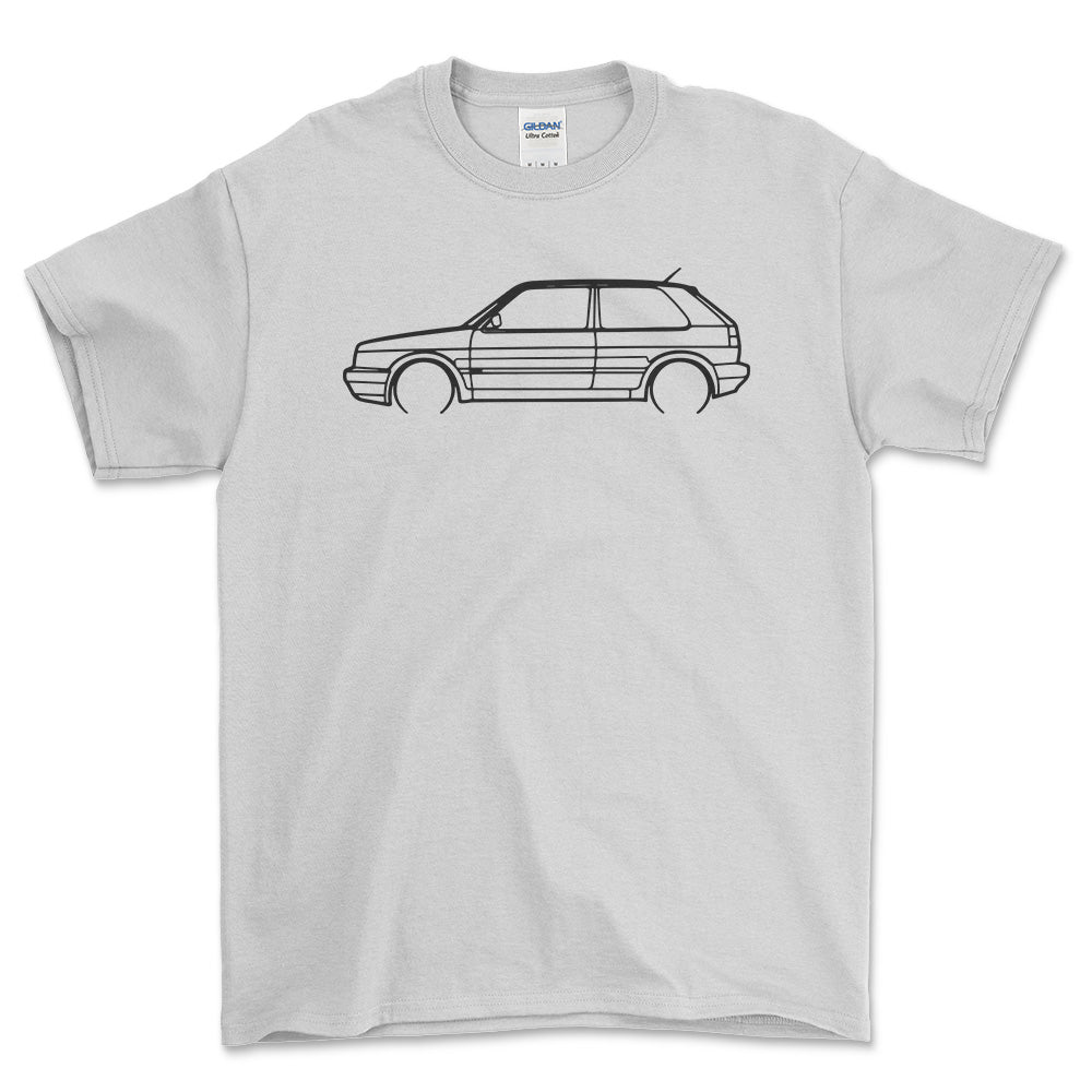 Volkswagen VW Golf 2 GTI Outline - Unisex T-Shirt-Beklædning-VW-Hvid-S-Forside-Garage Culture Shop- garage - man cave - merchandise