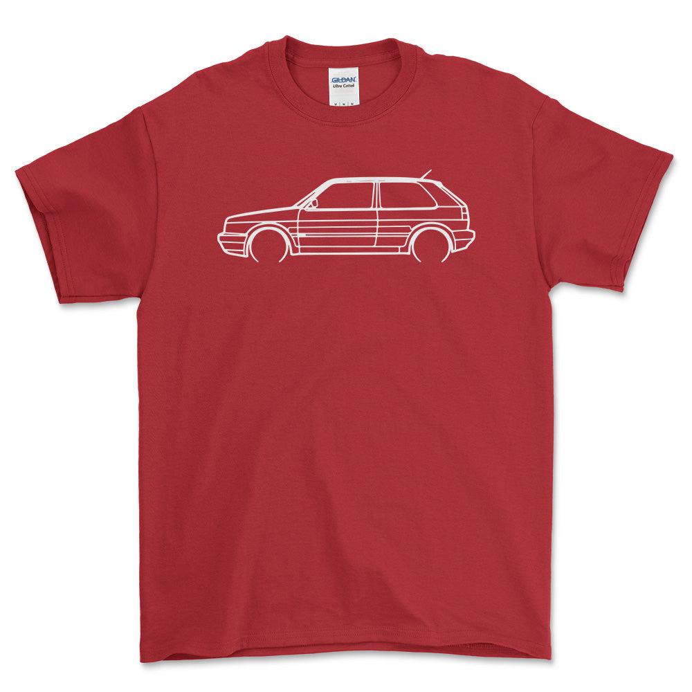 Volkswagen VW Golf 2 GTI Outline - Unisex T-Shirt-Beklædning-VW-Rød-S-Forside-Garage Culture Shop- garage - man cave - merchandise