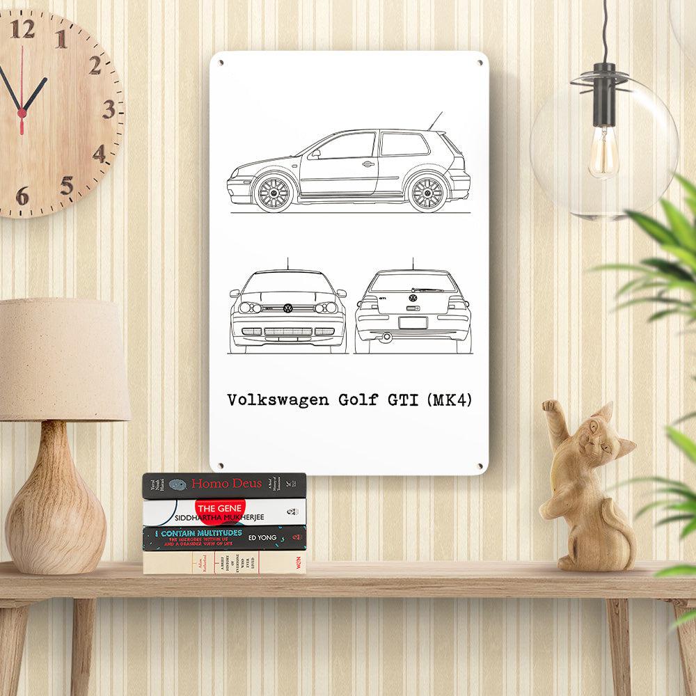 Volkswagen VW Golf Gti Mk4 Blueprint Skilte, Musemåtte, Dørmåtte-Blueprint-VW-Garage Culture Shop- garage - man cave - merchandise