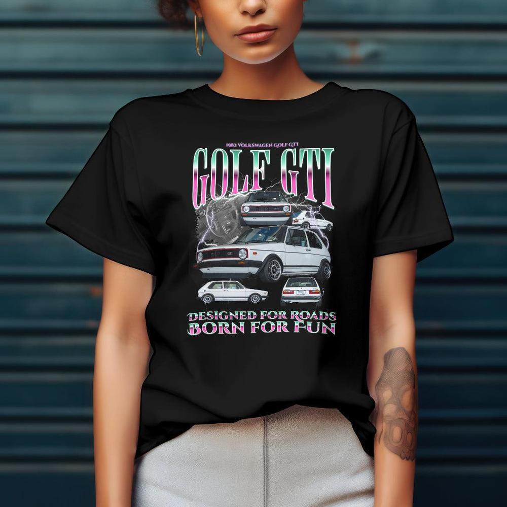 Volkswagen VW Golf Mk1 GTI - Bootleg Style Unisex T-Shirt , Bomuld-Beklædning-VW-Garage Culture Shop- garage - man cave - merchandise