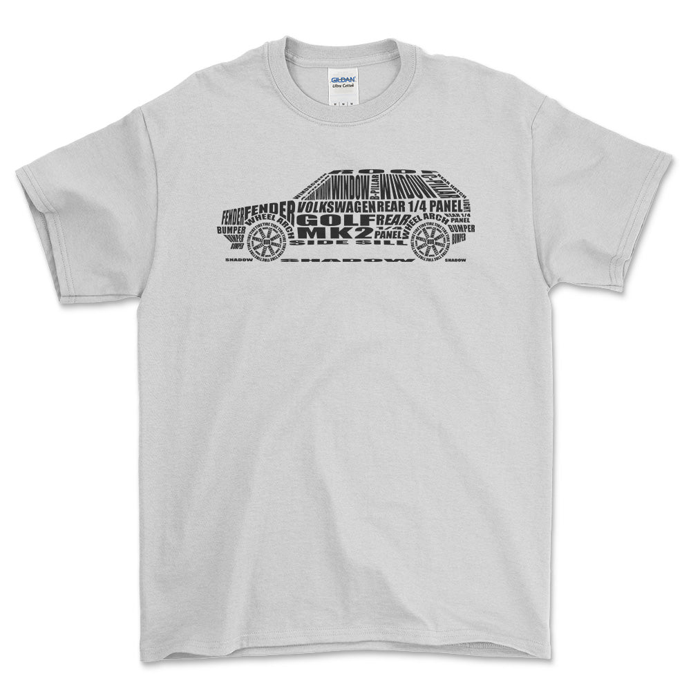 Volkswagen VW Golf Mk2 Unisex T-Shirt , Bomuld-Beklædning-VW-Hvid-S-Forside-Garage Culture Shop- garage - man cave - merchandise