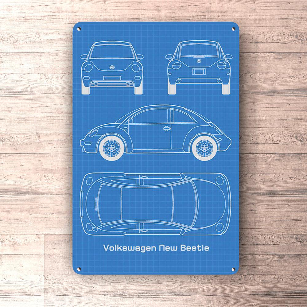 Volkswagen VW New Beetle Blueprint Skilte, Musemåtte, Dørmåtte-Blueprint-VW-Garage Culture Shop- garage - man cave - merchandise