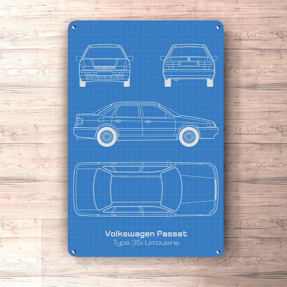 Volkswagen VW Passat Type 35I Limousine Blueprint Skilte, Musemåtte, Dørmåtte-Blueprint-VW-Garage Culture Shop- garage - man cave - merchandise