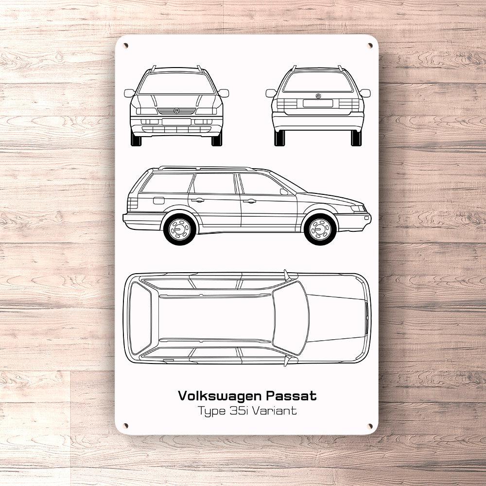 Volkswagen VW Passat Type 35I Variant Blueprint Skilte, Musemåtte, Dørmåtte , Plakat-Blueprint-VW-Garage Culture Shop- garage - man cave - merchandise