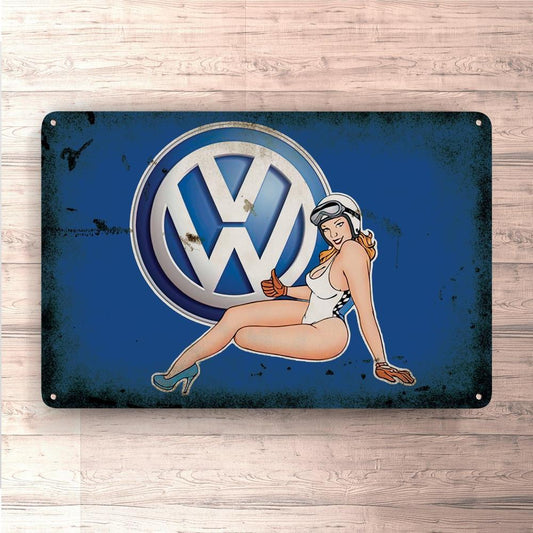 Volkswagen VW Pin-Up Vintage Skilte, Musemåtte, Dørmåtte , Plakat-Skilte-VW-Garage Culture Shop- garage - man cave - merchandise