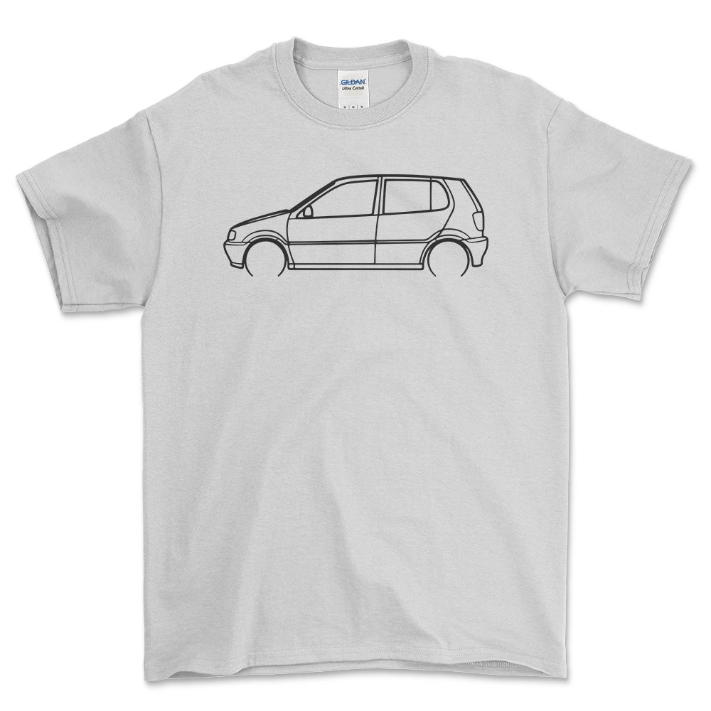 Volkswagen VW Polo 3 1996 Outline - Unisex T-Shirt-Beklædning-VW-Hvid-S-Forside-Garage Culture Shop- garage - man cave - merchandise