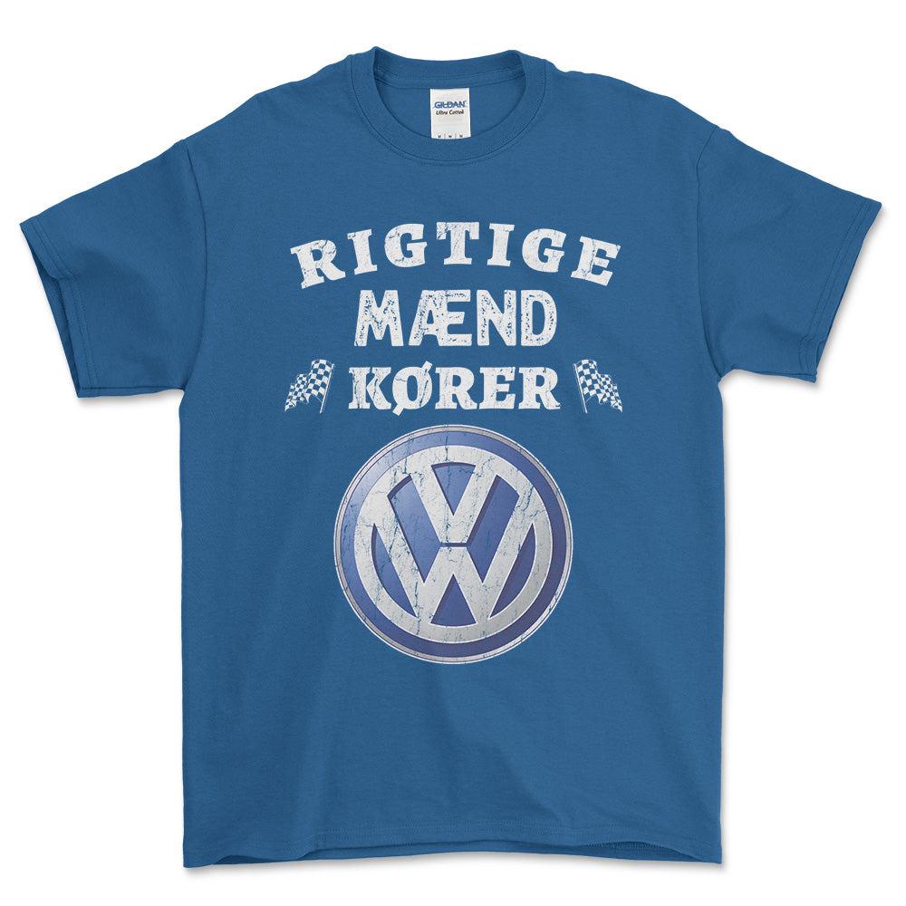 Volkswagen VW Rigtige Mænd Kører - Unisex T-Shirt , Bomuld-Beklædning-VW-Blå Royal-S-Forside-Garage Culture Shop- garage - man cave - merchandise