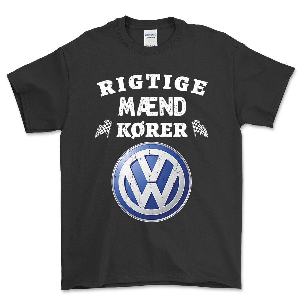 Volkswagen VW Rigtige Mænd Kører - Unisex T-Shirt , Bomuld-Beklædning-VW-Sort-S-Forside-Garage Culture Shop- garage - man cave - merchandise