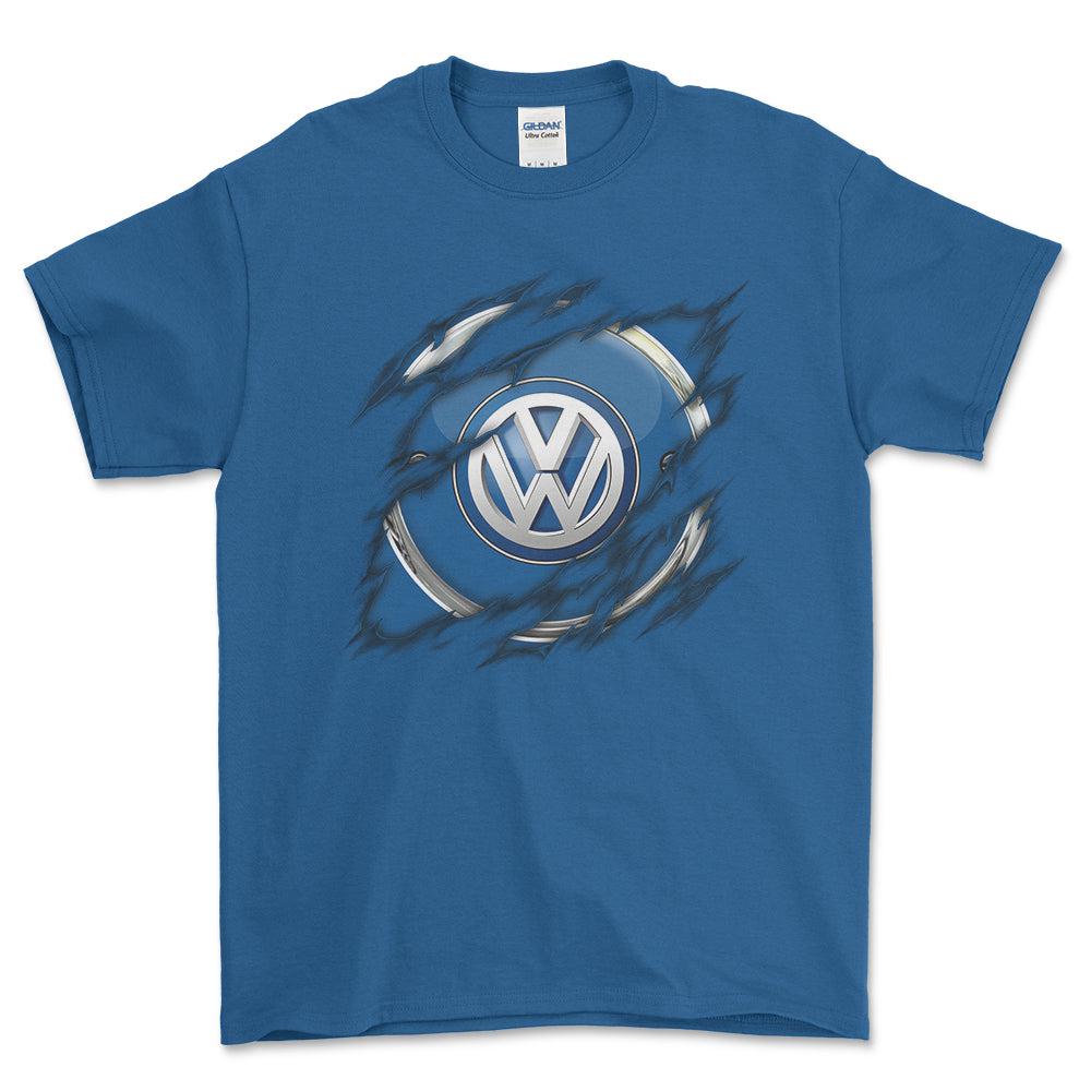 Volkswagen VW Ripped Unisex T-Shirt , Bomuld-Beklædning-VW-Blå Royal-S-Forside-Garage Culture Shop- garage - man cave - merchandise