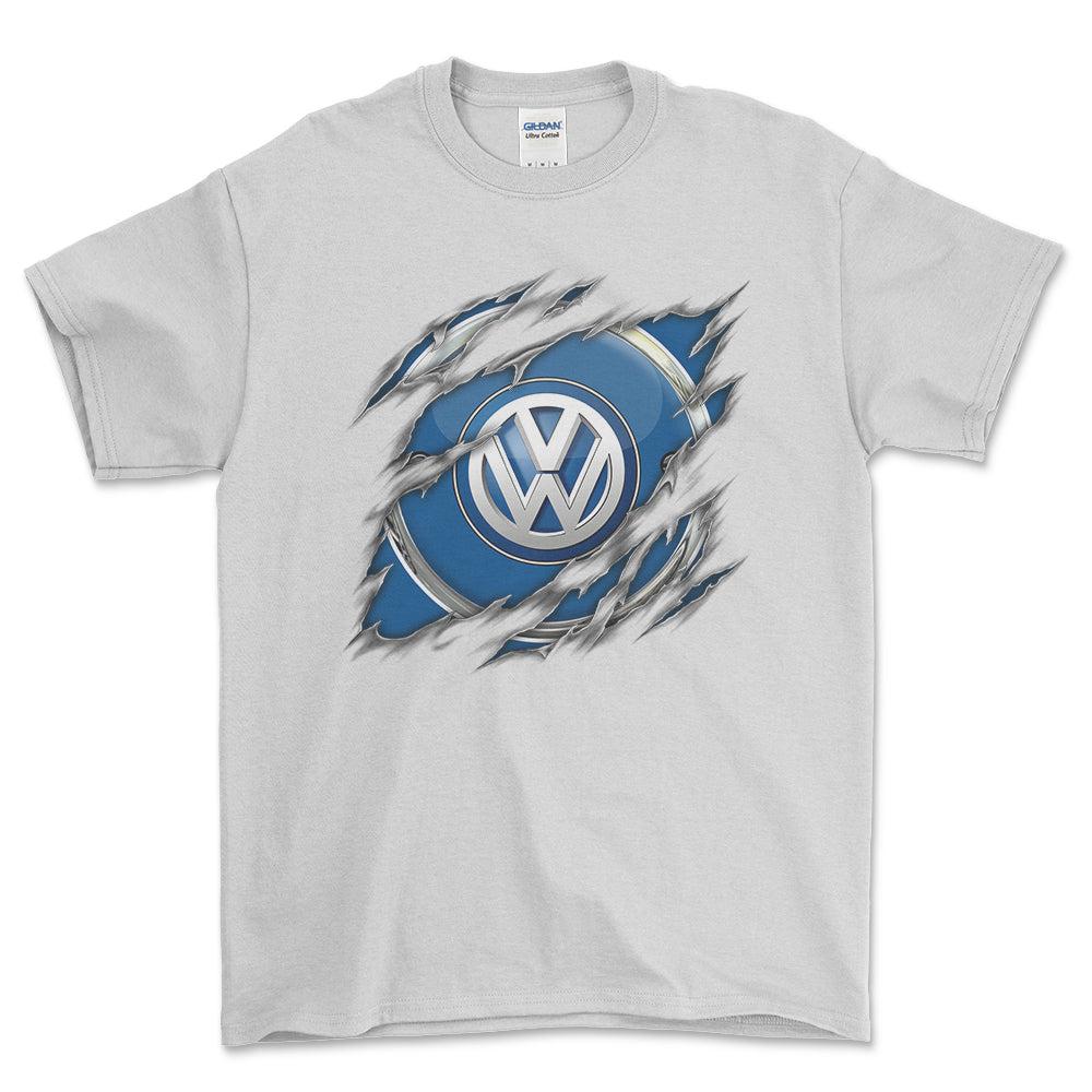 Volkswagen VW Ripped Unisex T-Shirt , Bomuld-Beklædning-VW-Hvid-S-Forside-Garage Culture Shop- garage - man cave - merchandise
