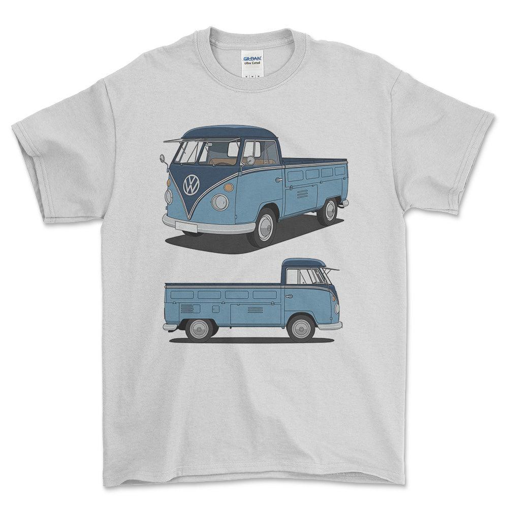 Volkswagen VW Type 2 T1 Spleetscreen Pickup - One Line Style Unisex T-Shirt-Beklædning-VW-Hvid-S-Forside-Garage Culture Shop- garage - man cave - merchandise