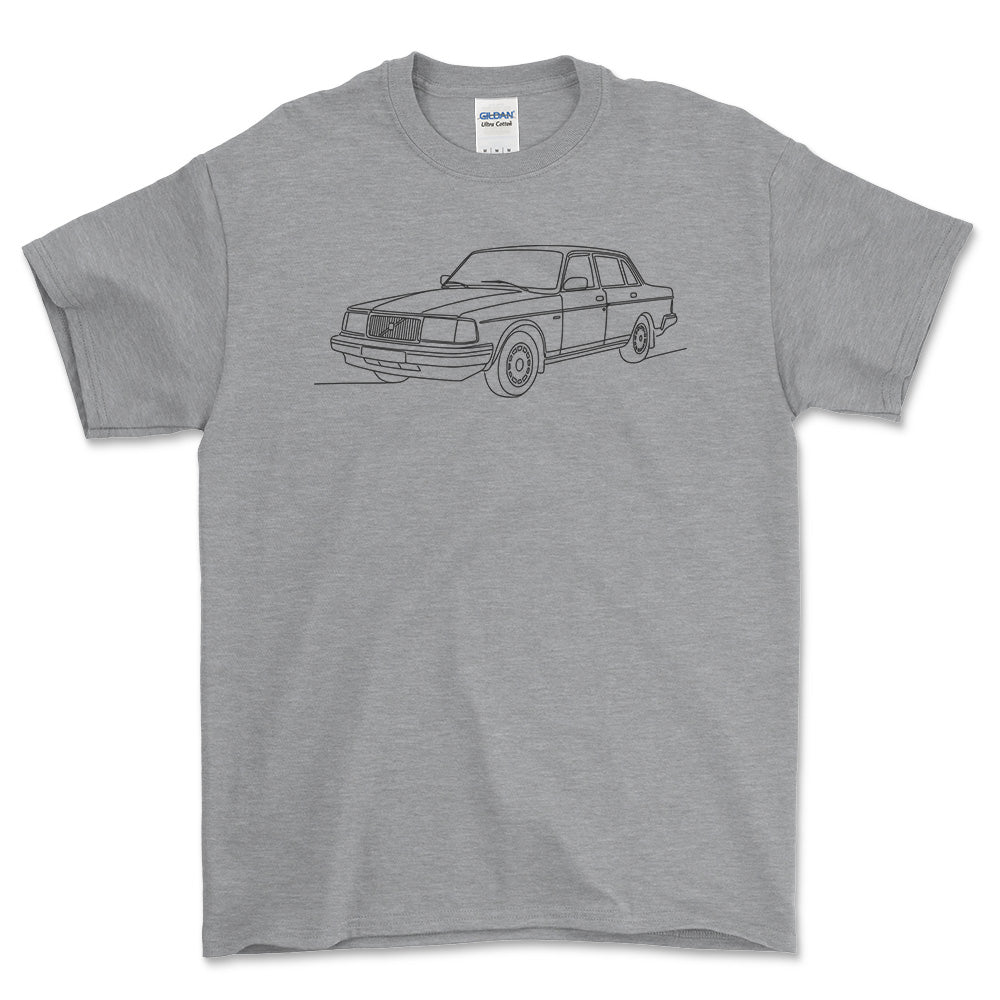 Volvo 240 Sedan - One Line Style Unisex T-Shirt-Beklædning-Volvo-Grå Sport-S-Forside-Garage Culture Shop- garage - man cave - merchandise