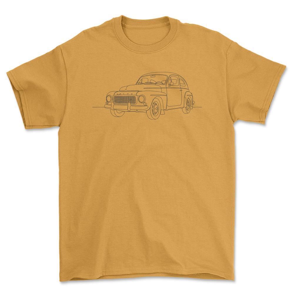 Volvo 544 - One Line Style Unisex T-Shirt-Beklædning-Volvo-Guld-S-Garage Culture Shop- garage - man cave - merchandise