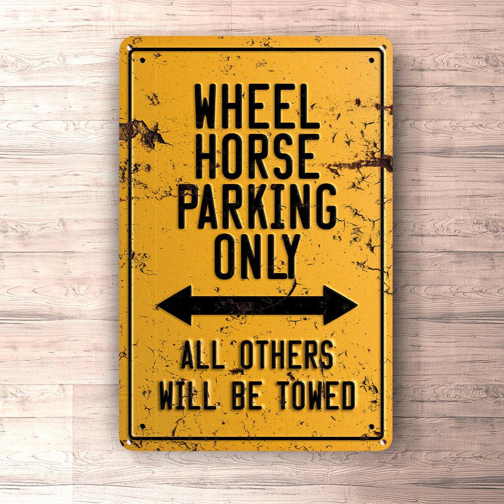 Wheel Horse Parking Only Skilte, Musemåtte, Dørmåtte-Parking skilte-Wheel Horse-Garage Culture Shop- garage - man cave - merchandise