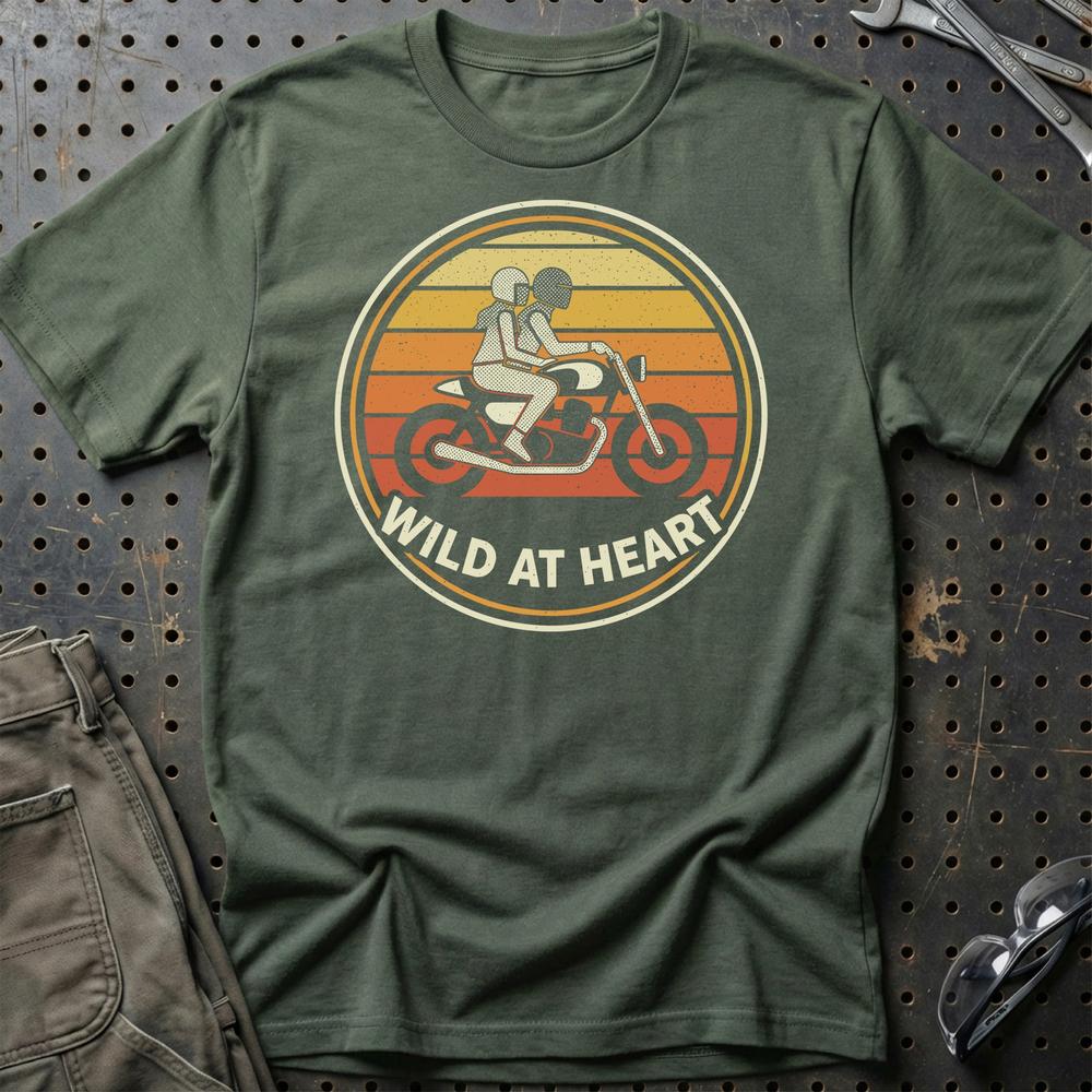 Wild At Heart – Unisex T-Shirt , Bomuld-Beklædning-Garage Culture-Grøn Militær-S-Garage Culture Shop- garage - man cave - merchandise