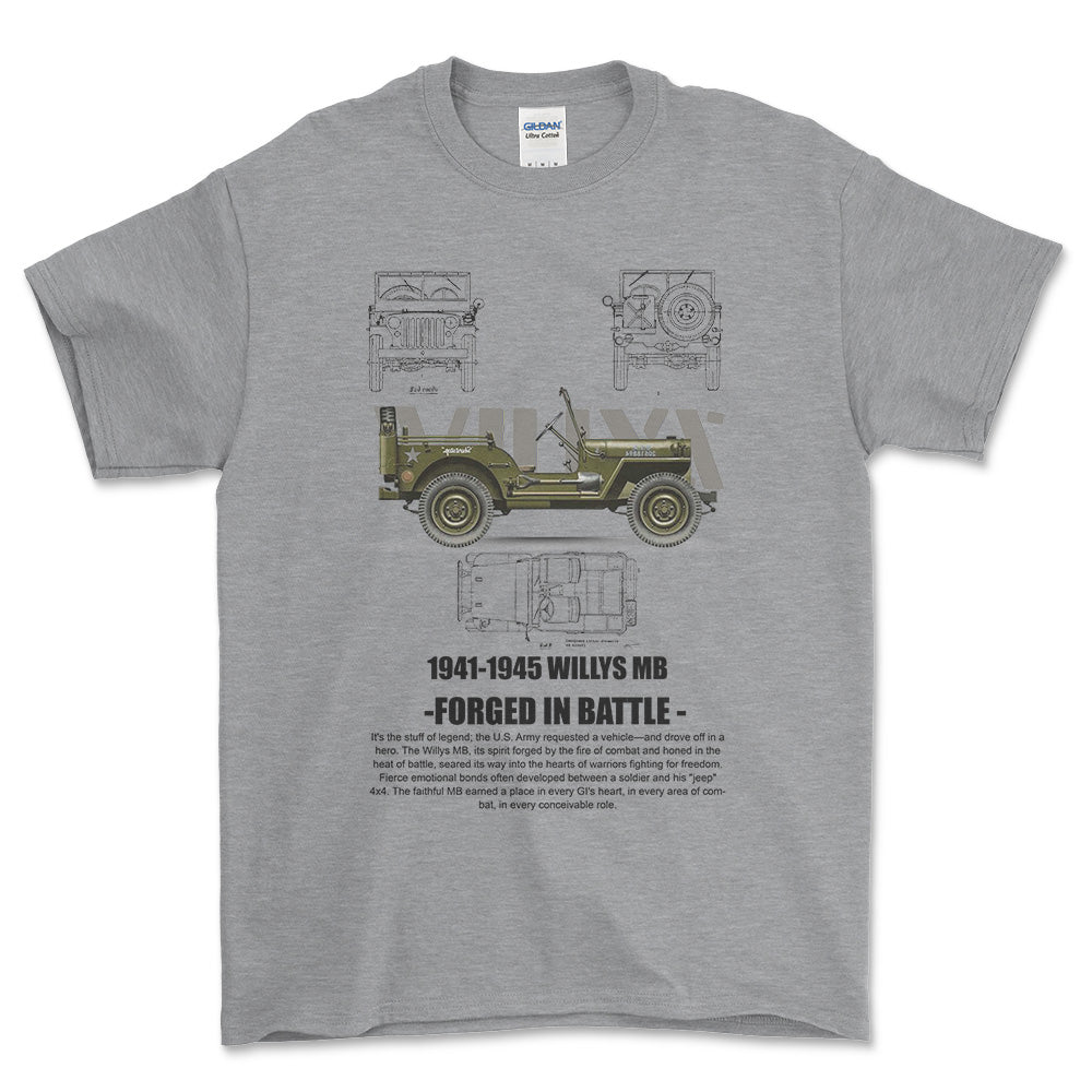 Willys - Unisex T-Shirt , Bomuld-Beklædning-Willys-Grå Sport-S-Forside-Garage Culture Shop- garage - man cave - merchandise
