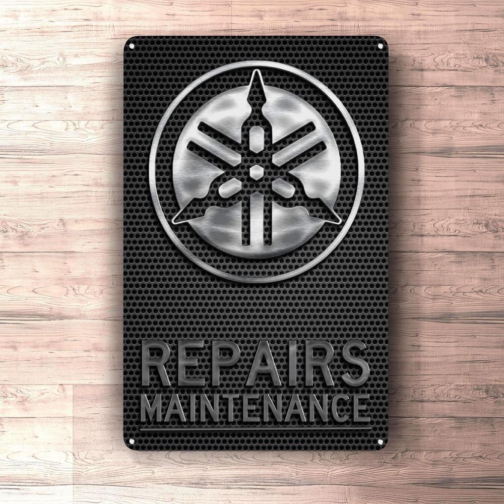 Yamaha Repairs Maintenance Skilte, Musemåtte, Dørmåtte-Skilte-Yamaha-Garage Culture Shop- garage - man cave - merchandise