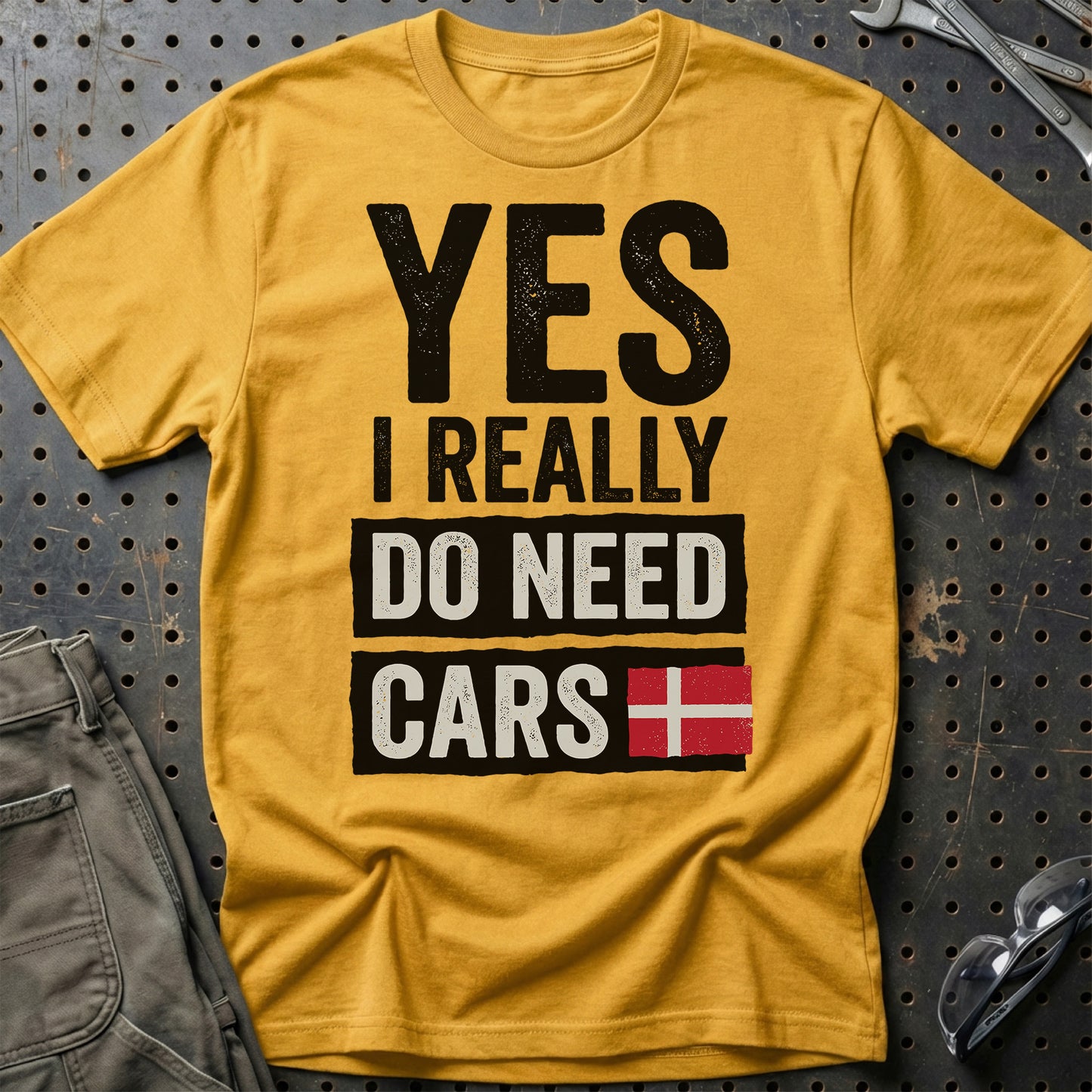 Yes I Really Need Cars – Automotive Lifestyle - Unisex T-Shirt , Bomuld-Beklædning-Garage Culture-Guld-S-Garage Culture Shop- garage - man cave - merchandise