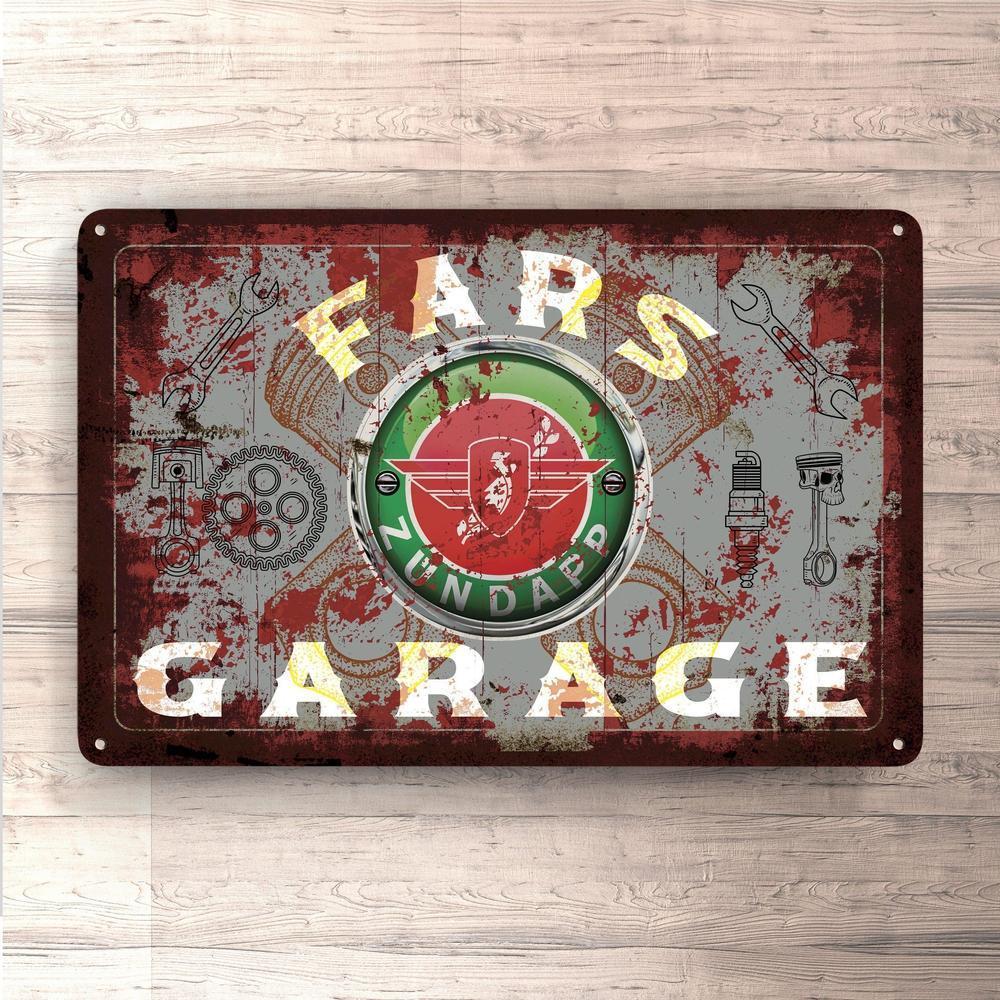 Zundapp Fars Garage Vintage Skilte, Musemåtte, Dørmåtte-Skilte-Zündapp-Garage Culture Shop- garage - man cave - merchandise